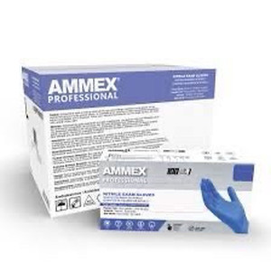 lot 7795 image: Medium-AMMEX Blue Nitrile Powder Free Exam Gloves, Case of 1000, ACNPF44100