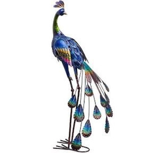 lot 7823 image: TERESAS COLLECTIONS Peacock Garden Sculptures & Statues for Yard Decor, Large Metal Lawn Ornaments Yard Art for Outdoor Outside Backyard Porch Patio Home Decorations 35 inch