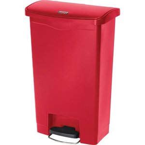 lot 7832 image: Rubbermaid Commercial Slim Jim 13-gal Step-On Container, Red