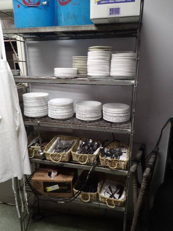 lot 2666 image: 5 Tier Storage Rack w Contents Included