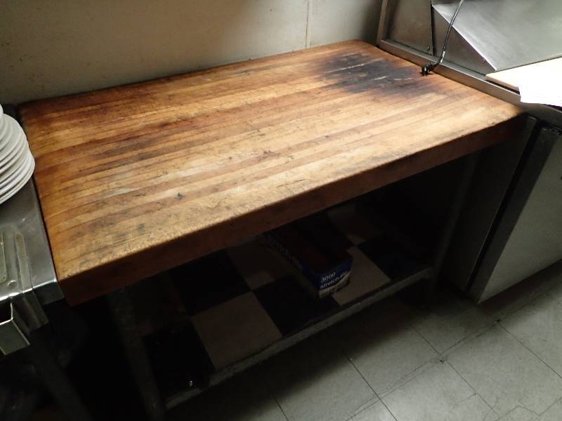 lot 2681 image: 48 Butchers Block Table Top w Under Storage