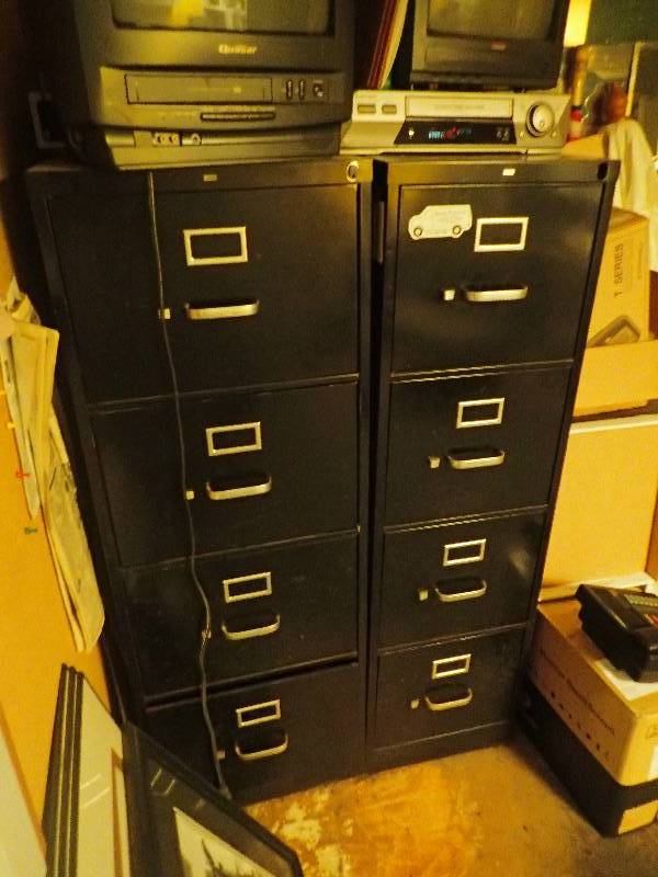 lot 2710 image: (2) 4 Drawer (1) 2 Door Metal Fileing Cabinets