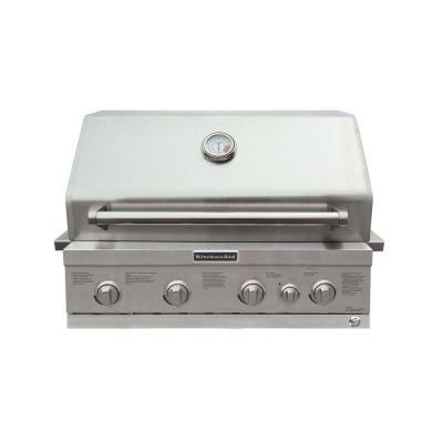 lot 1400 image: KitchenAid 4 Burner Dual Energy Built in Gas Grill Factory Sealed