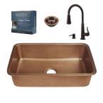 lot 1408 image: Skinology Pfister All-In-One Orwell Copper Undermount 30 Kitchen Sink Kit With Ashfield Pull Down Faucet