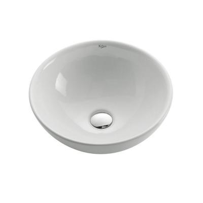 lot 1410 image: Kraus White Round Ceramic Sink Factory Sealed