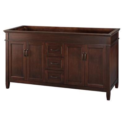 lot 1411 image: Ashburn 60 in. W x 21.50 in. D x 34 in. H Vanity Cabinet Only in Mahogany Factory Sealed