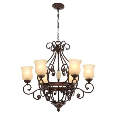 lot 1695 image: Hampton Bay Freemont 6 Light Chandelier Factory Sealed