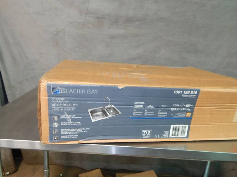 lot 1409 image: Glacier Bay Double Bowl Kitchen Sink Kit
