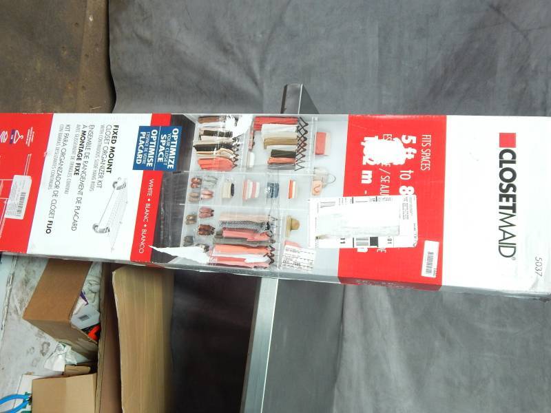 lot 1446 image: Closetmaid Fixed Mount Closet Organizer Kit