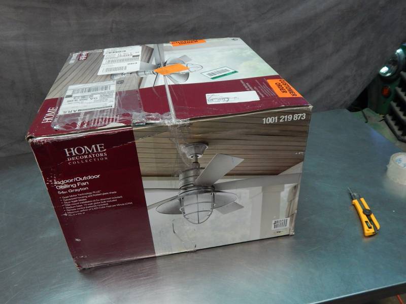 lot 1571 image: Home Decorators Collection Indoor Outdoor 54 Grayton Ceiling Fan