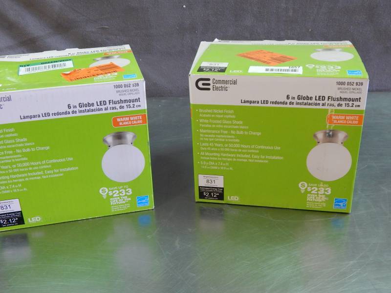lot 1657 image: Commercial Electric Globe LED Light Fixtures
