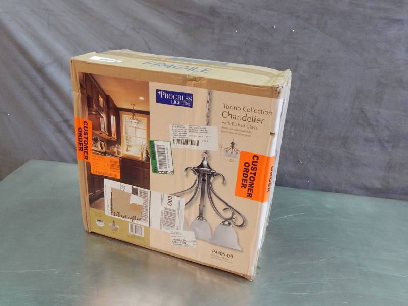 lot 1675 image: Progress Lighting Torino Collection Chandelier Factory Sealed