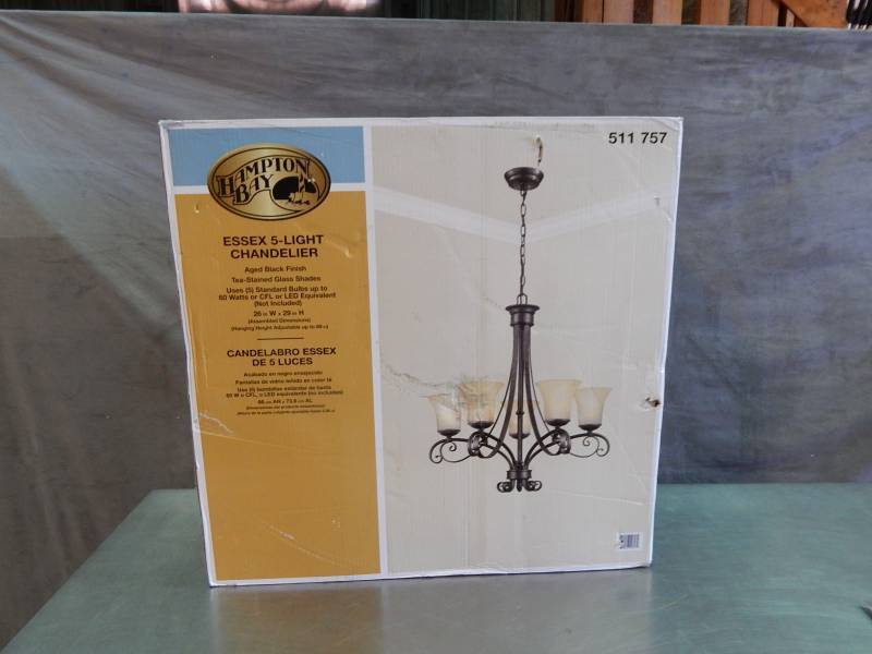 lot 1693 image: Hampton Bay Essex 5 Light Chandelier