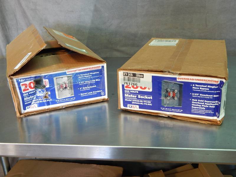 lot 1700 image: Lot of 2 Meter Sockets 200 amp