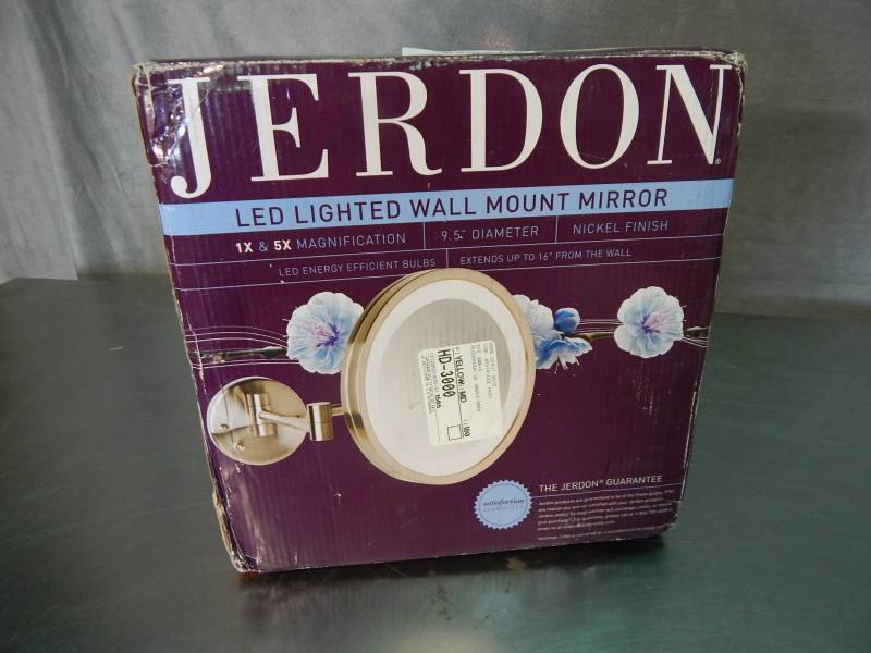 lot 1745 image: Jerdon LED Lighted Wall Mount Mirror