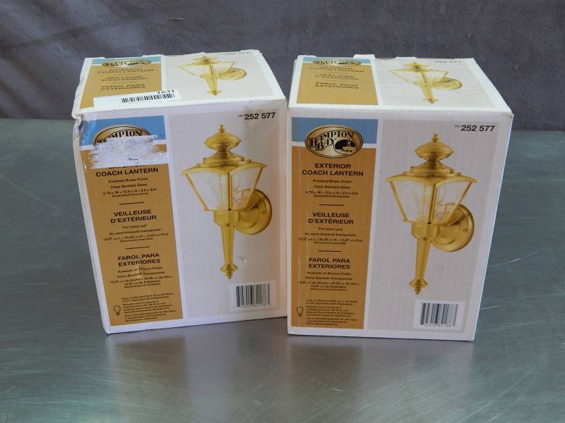 lot 1633 image: Lot of 2 Hampton Bay Exterior Coach Lanterns