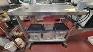 lot 4674 image: Rolling Stainless Steel Prep Table