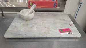 lot 4690 image: Marble Pastry Board and a Marble Bowl W Grinder&nbsp