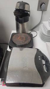 lot 4709 image: Krups Waffle Maker - Small Oster Tabletop Stove - Mr. Coffee Hot Beverage Dispenser
