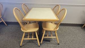 lot 4734 image: 4-Top Table W 4 Wooden Chairs