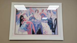lot 4761 image: Large Maimon Framed Painting - Signed, Assorted Candles, Bedside Lamps and More