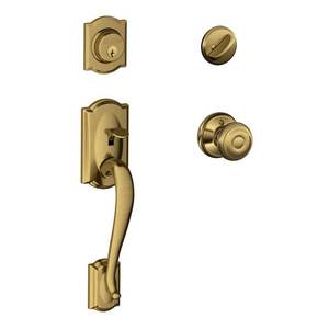 lot 1055 image: Schlage Camelot Single Cylinder Handleset &amp Georgian Knob
