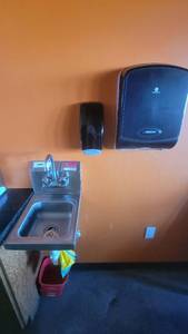 lot 27174 image: Stainless Steel Single Handwashing Sink W Marathon Pacific Towel Dispenser and a Soap Dispenser