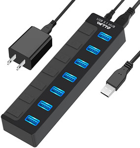 lot 2532 image: Ivetto Powered USB Hub,7 Charging Port USB 3.1 Gen 2 Hub with 5V2A Power Supply and Individual Switches,USB Splitter for PC and Laptop��