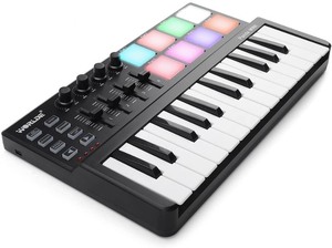lot 2539 image: Vangoa Worlde Panda MINI Portable 25 Keys USB Keyboard MIDI Controller with Colorful Drum Pad