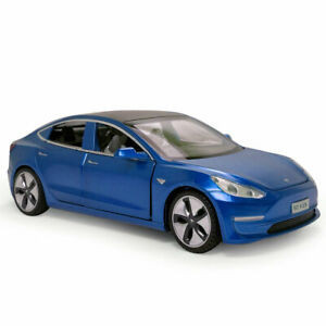 lot 2553 image: 132 Tesla Model 3 Sedan Model Car Diecast Gift Toy Vehicle Kids Blue Sound