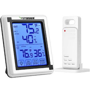 lot 2557 image: VIVOSUN Indoor Outdoor Thermometer Wireless Digital Hygrometer Thermostat Temperature & Humidity Monitor with Touchscreen LCD Backlight Thermometer and Humidity Gauge 200ft60m Range, Battery Included