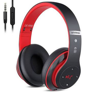 lot 2573 image: 6S Wireless Bluetooth Headphones Over Ear, Hi-Fi Stereo Foldable Wireless Stereo Headsets Earbuds with Built-in Mic, Volume Control, FM for iPhoneSamsungiPadPC (Black & Red)