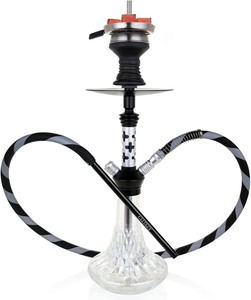 lot 2577 image: Black Eagle by CLOXZY  Premium Aluminum Hookah Set and Crystal Designed Base with Heat Management System - Luxury Shisha Perfect Fit for Indoor and Outdoor Smoking - All in one Hookah Set