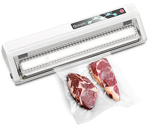 lot 2584 image: Qocum� Vacuum Sealer Machine, Automatic Food Sealer for Food Storage and Sous-Vide, Included 12 Food Bags, DryMoistNormalGentle Mode, Clear View Hood Design  Compatible with All Vacuum Sealer Bags