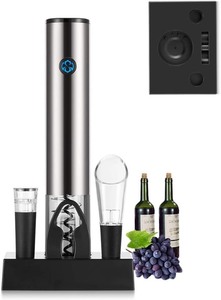 lot 2585 image: Upgrade Electric Wine Opener, Automatic Electric Corkscrew - Sensitive Touch Control for Wine Lover, 6-in-1 Wine Gift Set