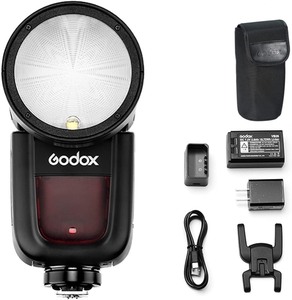 lot 2602 image: Godox V1-S Round Head Camera Flash Speedlite Flash for Sony Camera
