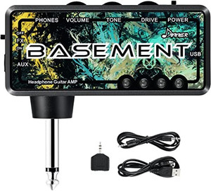 lot 2623 image: Donner Bass Guitar Headphone Amp Basement Pocket FX WAH Rechargeable Mini Practice Amplifier