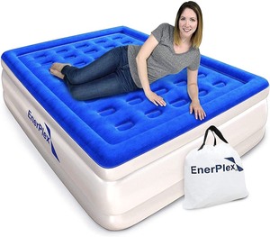 lot 2627 image: EnerPlex Queen Air Mattress for Camping, Home & Travel - 13 Inch Double Height Inflatable Bed with Built-in Dual Pump - Durable, Adjustable Blow Up Mattress - Easy to InflateQuick Set Up
