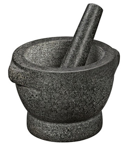 lot 2629 image: Cilio by Frieling Goliath Natural Granite Mortar and Pestle Set, Grinder for Spices and Seeds, 5 Inches Tall