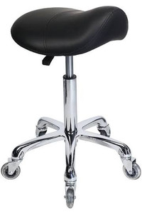 lot 2631 image: Saddle Stool Rolling Ergonomic Swivel Chair for Dental Office Massage Clinic Spa Salon,Adjustable Hydraulic Stool with Wheels (Without Backrest, Black)