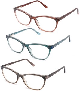 lot 2643 image: 3-Pack Blue Light Blocking Reading Glasses Stylish 3.25 Strength