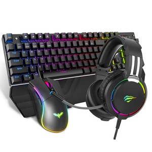 lot 2654 image: Magic Eagle Havit Gaming Keyboard Mouse & Headset Kit, Rainbow LED Backlit Wired, Over Ear Headphone with Mic for PC Computer, Laptop and more