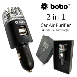 lot 2675 image: 2-in-1 Car Air Purifier, Freshener Adapter with 2 USB Ports