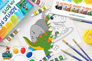 lot 2682 image: Keff Creations Boys 34-piece Acrylic Paint Kit