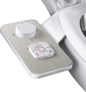 lot 2693 image: Bidet Attachment - SAMODRA Non-electric Cold Water Bidet Toilet Seat Attachment with Pressure Controls,Retractable Self-cleaning Dual Nozzles for Frontal & Rear Wash - Brushed Nickel