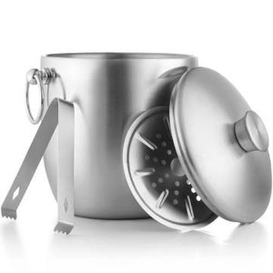 lot 2695 image: Bellemain Stainless Steel Ice Bucket with Lid - Double Wall Insulated Ice Bucket for Cocktail Bar, Parties, Buffet - Bartender Ice Cube Holder with Drip Tray, Tongs - 3 Liter Large Ice Container