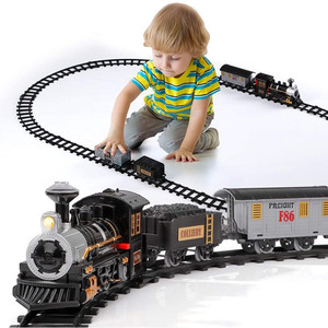 lot 2696 image: Lucky Doug Christmas Train Set for Kids, Battery-Powered Train Toys with Light & Sounds Include 4 Cars and 10 Tracks, Classic Toy Train Set Gifts for 3 4 5 6 Years Old Boys Girls