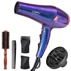 lot 2707 image: CONFU 2200W Professional Hair Dryer, Compact Blow dryer, Negative ionic Hair Dryer With Diffuser And Concentrator, For Quick Drying, ETL Certified, Purple