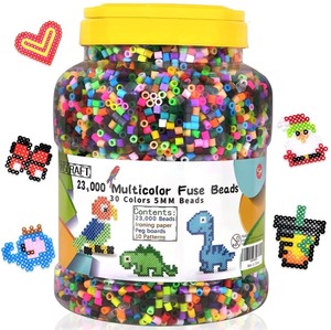 lot 2708 image: 23,000 pcs Fuse Beads Kit for Kids Crafts, 30 Colors Iron Beads Set with 3 Pegboards, 5 Ironing Paper, 10 Patterns, Gifts for Birthday Christmas, Multicolor 5mm Melty Beads Bulk Refill Kit by Inscraft