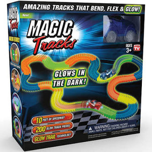 lot 2710 image: Ontel Magic Tracks Original, 10 Feet of Glow in The Dark Track with LED Light-Up Race Car, Ages 3,Magic Tracks LED